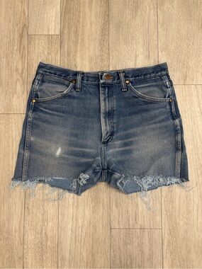 Wrangler Distressed Blue Denim Jean Shorts